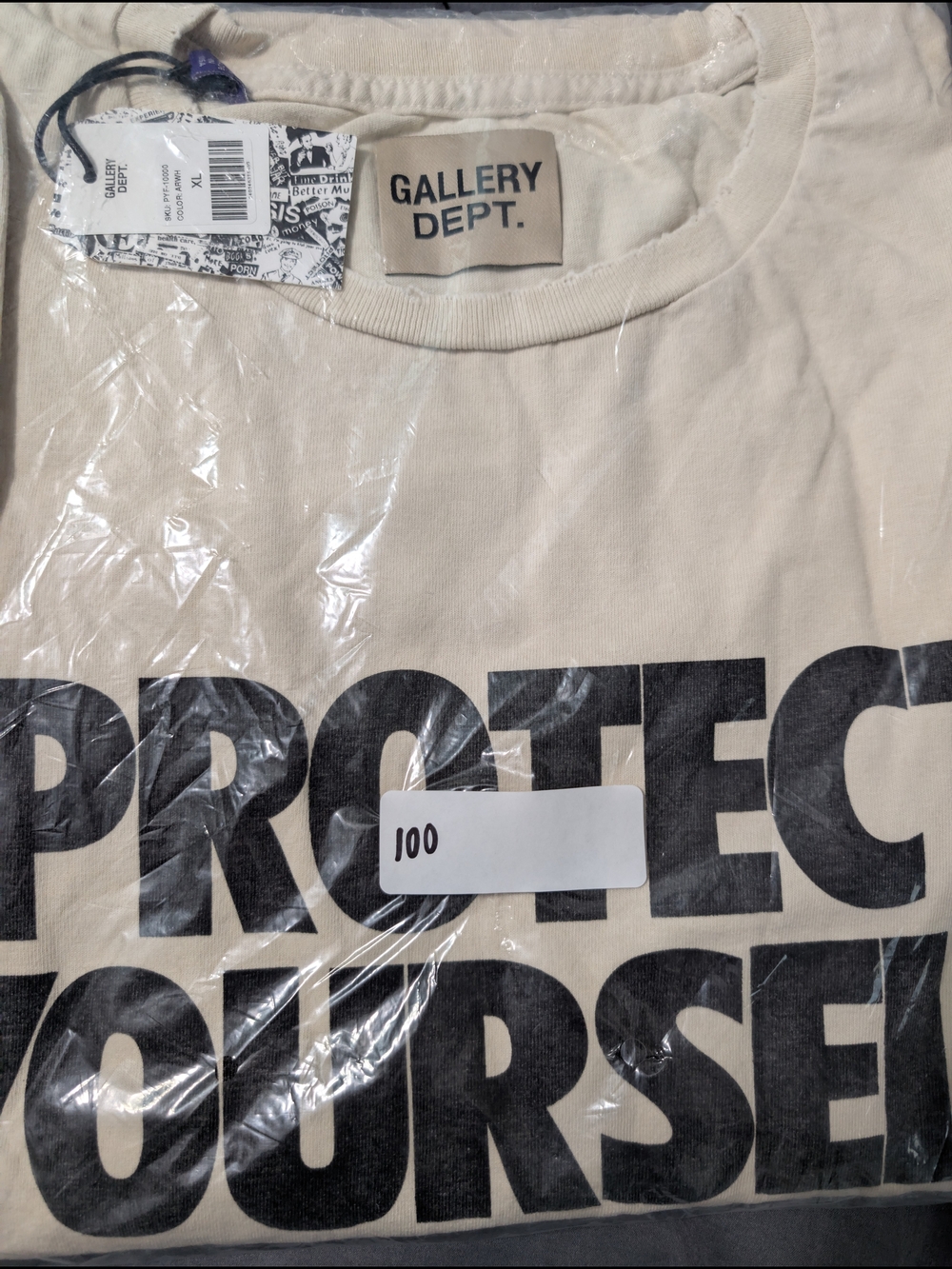 Gallery Dept Cream Graphic 'PROTECT YOURSELF' Short Sleeve Tee